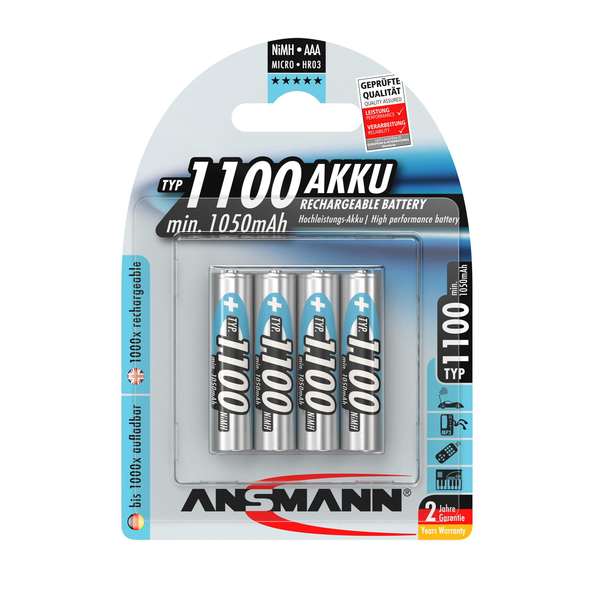 ANSMANN NiMH Oplaadbare Batterij AAA / HR03 Typ 1100 - 4 - Afbeelding 4