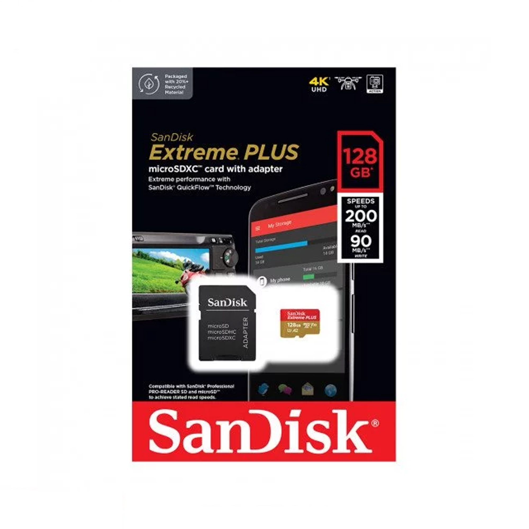SanDisk Extreme Pro MicroSD + adapter UHS-I V30 A2 - 128GB - Afbeelding 5