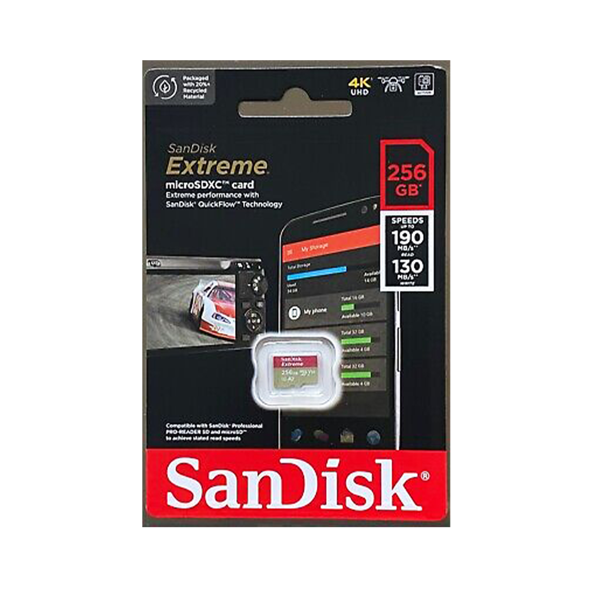 SanDisk Extreme MicroSD UHS-I U3 V30 A2 - 256GB - Afbeelding 3