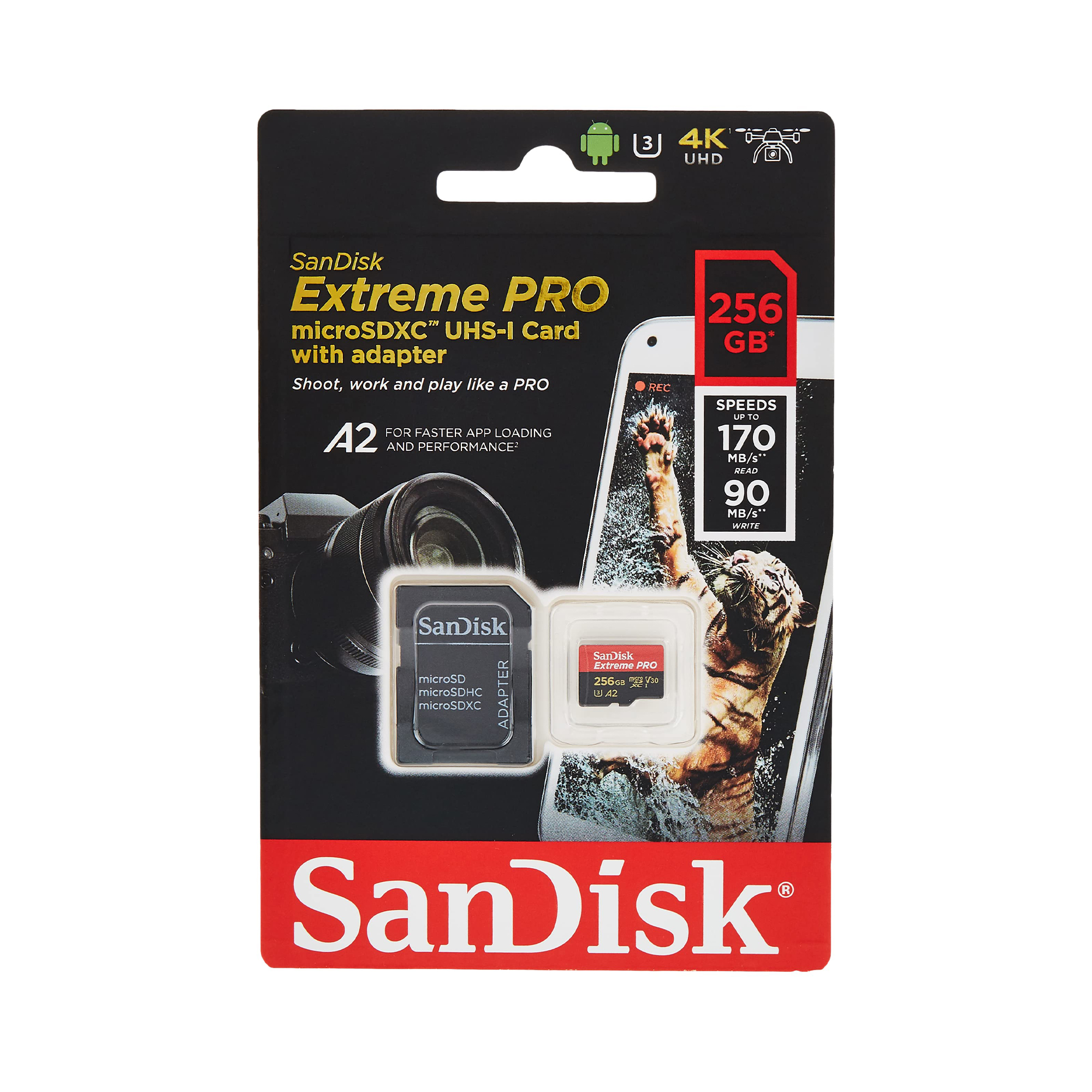 SanDisk Extreme Pro MicroSD + adapter UHS-I V30 A2 - 256GB - Afbeelding 4