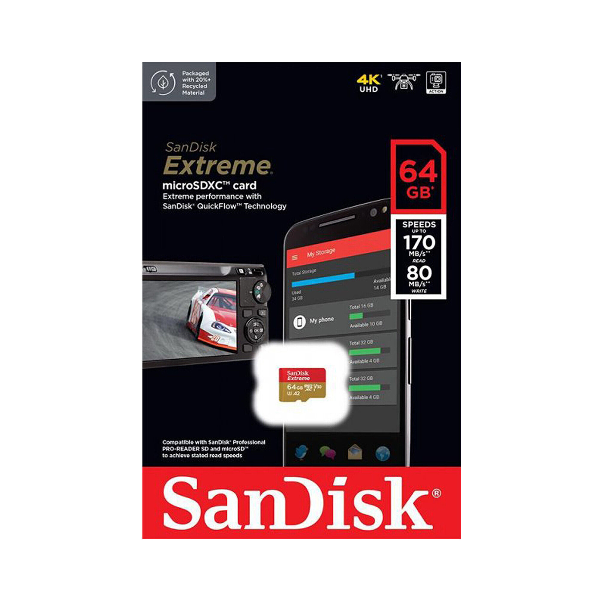 SanDisk Extreme MicroSD UHS-I U3 V30 A2 - 64GB - Afbeelding 4