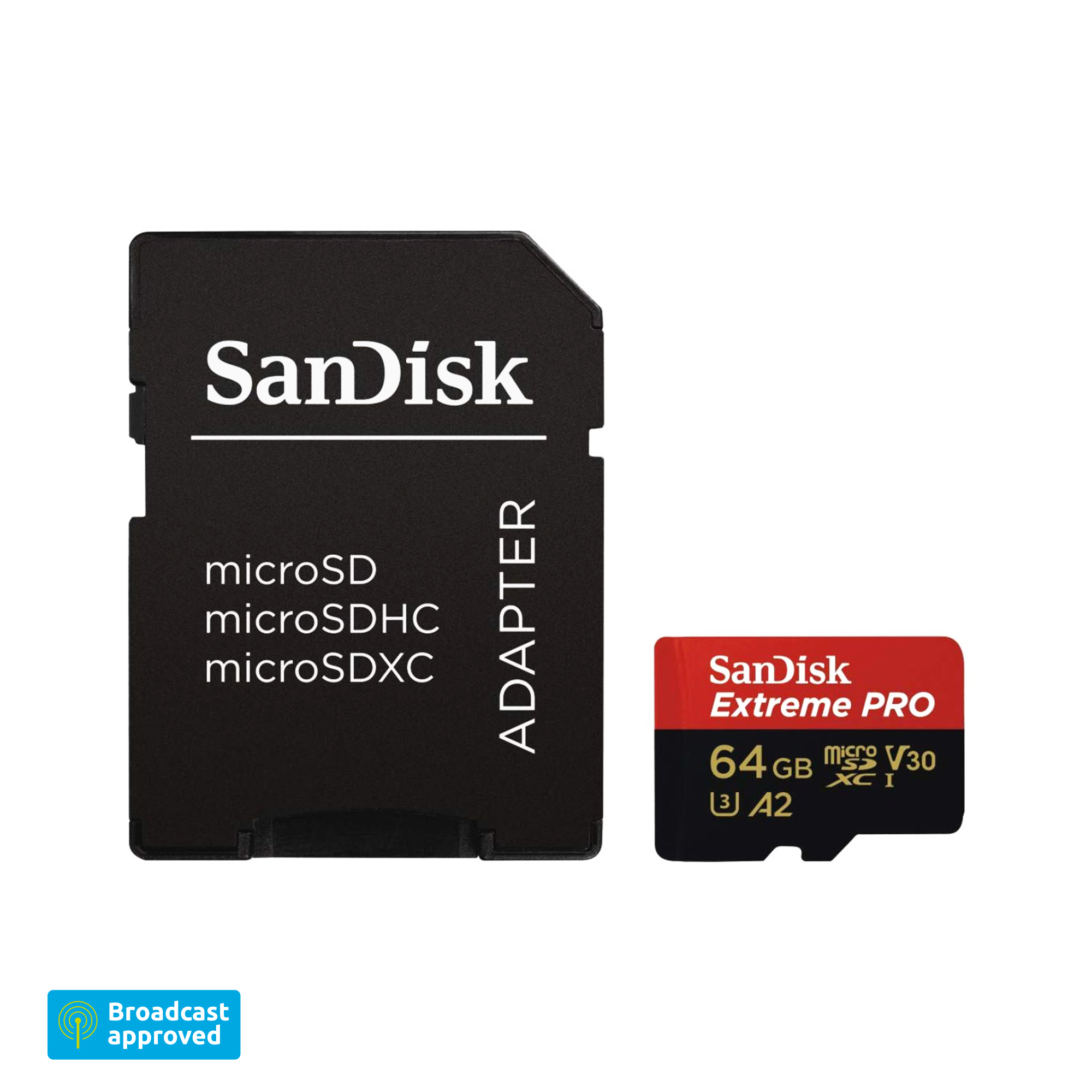 SanDisk Extreme Pro MicroSD + adapter UHS-I V30 A2 - 64GB - Afbeelding 2